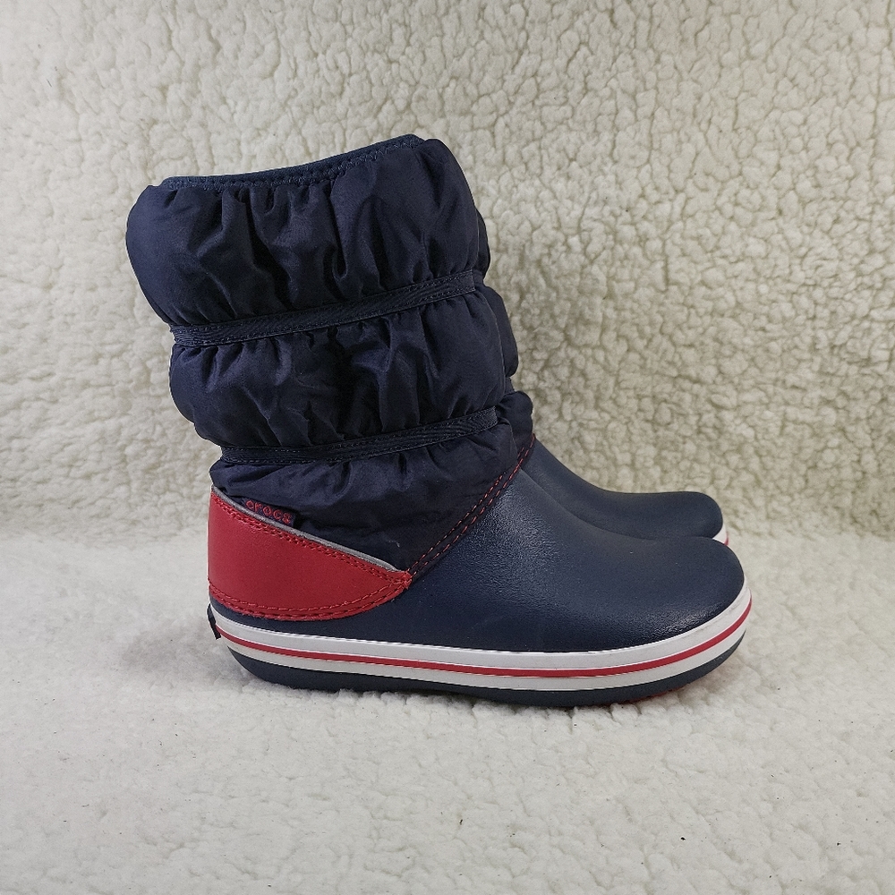Crocs Kids Crocband Winter Boots Boys Girls Water Resistant Pull On Rain Shoes